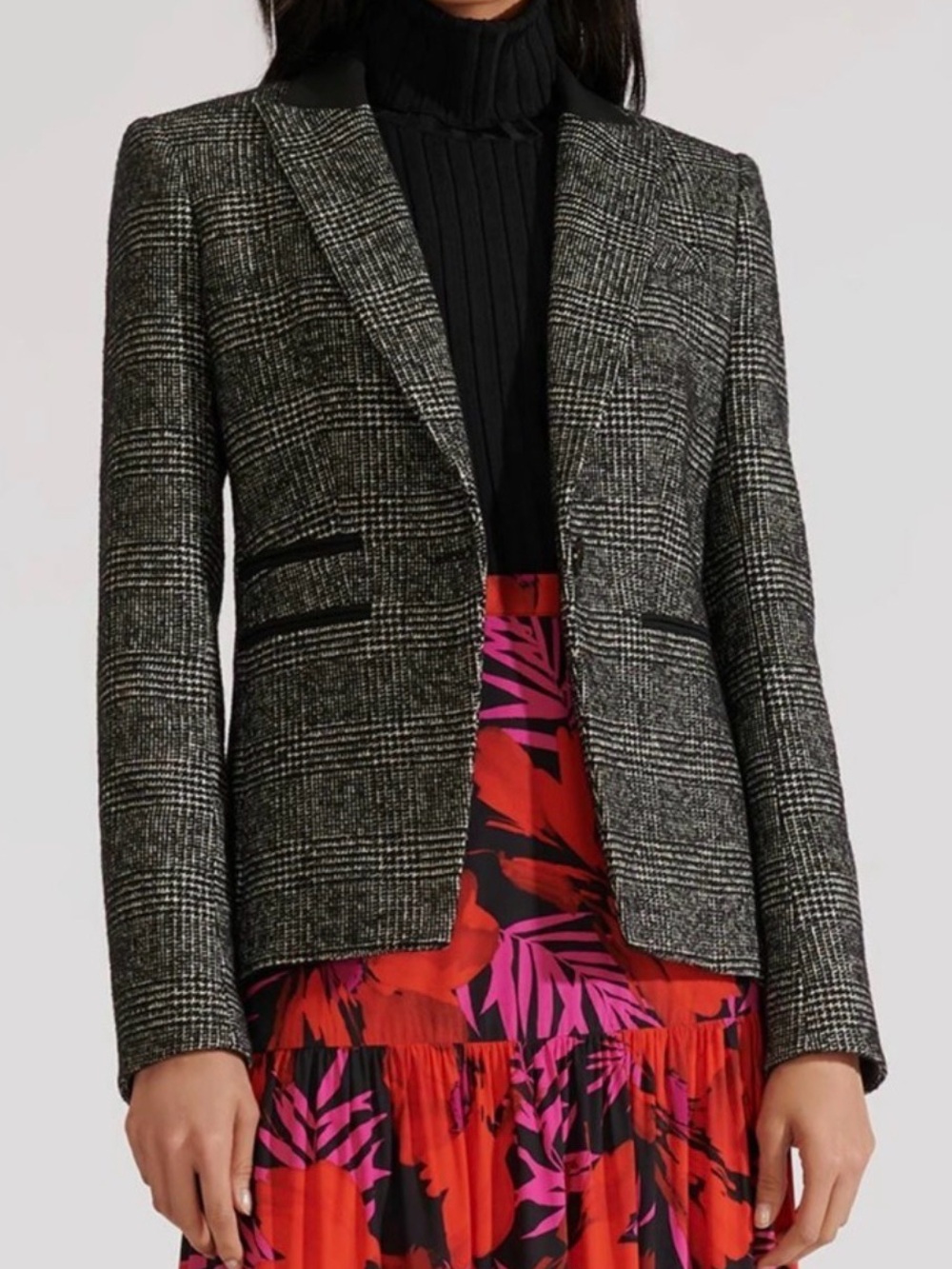 Veronica Beard Gia Dickey Jacket Black Glen Plaid (Zip-In Compatible) Size 6